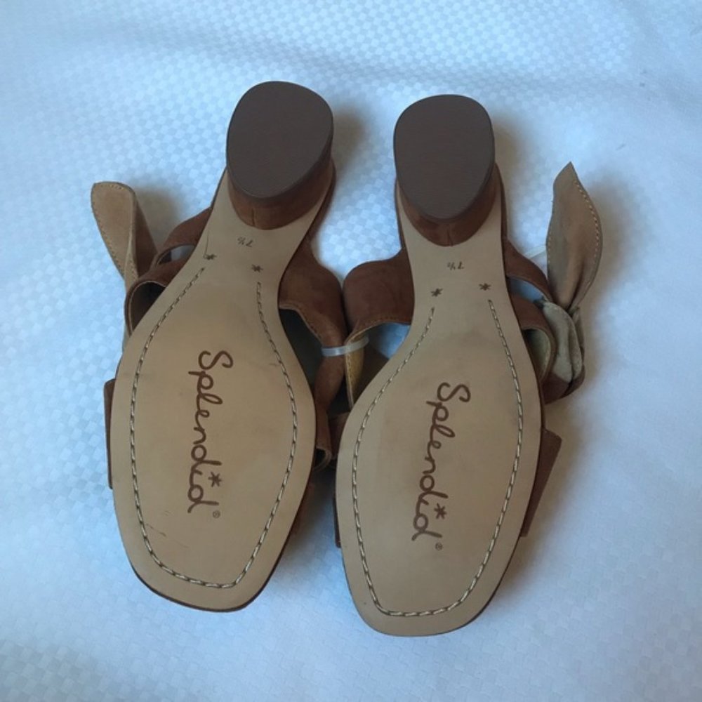 Splendid Women’s Cognac Bow Knot Slip-on Sandals Size 7.5 Suede - Picture 3 of 8